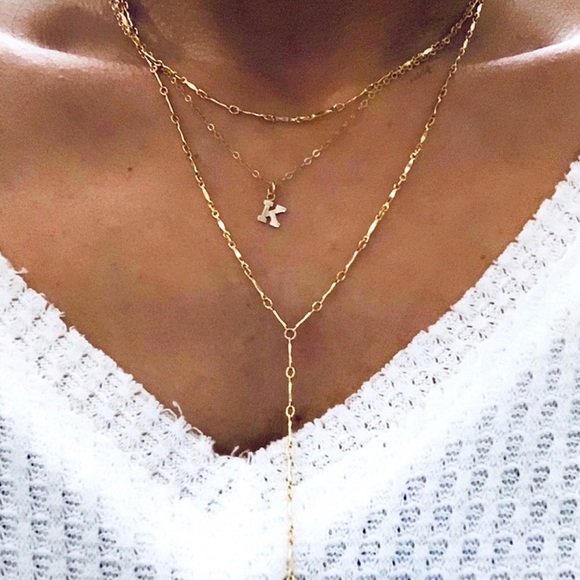 14k Gold Filled K Initial Letter Necklace - Picture 8 of 8